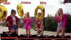 play Street Group Sex Orgy: 4 Teenage Girls with Perfect Bodies and Pierced Pussies
